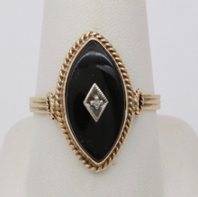 Load image into Gallery viewer, Antique Art Deco Marquise Onyx Diamond Ring