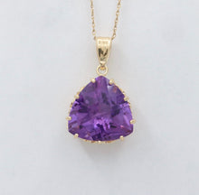 Load image into Gallery viewer, Vintage Triangle Checkerboard Cut Amethyst 14K Yellow Gold Pendant