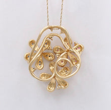 Load image into Gallery viewer, Lovely Multi-Color Sapphire and Diamond 14K Yellow Gold Flower Pendant, Necklace