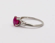 Load image into Gallery viewer, Vintage Platinum Star Ruby & Diamond Ring, Engagement Ring