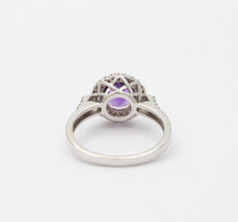 Load image into Gallery viewer, Vintage 14K White Gold Round Amethyst Diamond Halo Ring, Engagement Ring