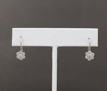Load image into Gallery viewer, Sweet 14K White Gold Floral Round Cut Diamond Earrings