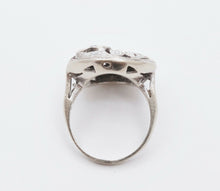 Load image into Gallery viewer, Art Deco Diamonds Hearts 14K White Gold Ring