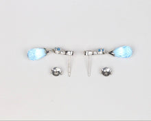 Load image into Gallery viewer, 14K White Gold Briolette Blue Topaz Earrings