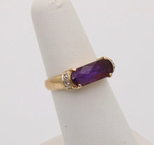 Load image into Gallery viewer, Vintage Amethyst Diamonds 14K Yellow White Gold Ring