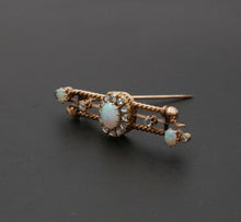 Load image into Gallery viewer, Victorian Opals Diamonds 14K Rose Gold Brooch Pin