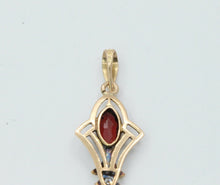 Load image into Gallery viewer, Art Nouveau Ruby Diamonds Garnet 10K Gold Pendant