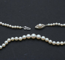 Load image into Gallery viewer, Art Deco Akoya Cultured Pearls Diamonds 14K White Gold Necklace