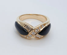 Load image into Gallery viewer, Vintage Diamonds Black Onyx 18K Yellow Gold Ring