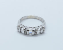 Load image into Gallery viewer, Beautiful Vintage Round Baguette Diamonds 14K White Gold Wedding Band Ring