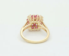 Load image into Gallery viewer, Cute 14K Yellow Gold Ruby CZ Cluster Ring