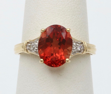 Load image into Gallery viewer, Vintage 14K Gold Andesine And Diamond Engagement Ring .