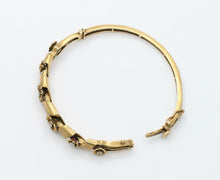 Load image into Gallery viewer, Vintage 14K Yellow Gold Floral Swirl Diamond Bangle