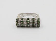 Load image into Gallery viewer, Sonia B 18K White Gold Interactive Diamonds and Green Garnet Movable Ring Band.