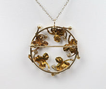 Load image into Gallery viewer, Art Nouveau 14K Yellow Gold Ivy Wreath Diamond & Pearl Pendant Brooch