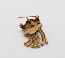 Load image into Gallery viewer, Victorian 14K Yellow Gold Shield Turquoise Foxtail Pendant Brooch