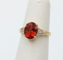 Load image into Gallery viewer, Vintage 14K Gold Andesine And Diamond Engagement Ring .