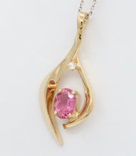Load image into Gallery viewer, 14K Musical Note Pink Topaz Diamond Pendant