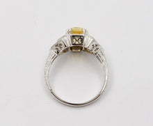 Load image into Gallery viewer, A Gorgeous Cushion Cut Vivid Yellow Sapphire 18K White Gold Diamond