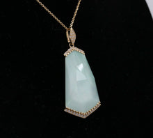 Load image into Gallery viewer, Minimalist 14K Yellow Gold Diamond Rock Crystal Fan Shape Crystal Haze Pendant Necklace