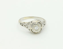 Load image into Gallery viewer, Art Deco 18K White Gold Diamonds Filagree Ring