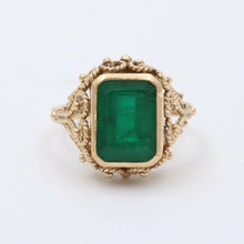 Load image into Gallery viewer, Vintage Emerald 14K Yellow Gold Ring