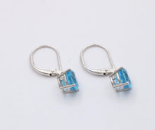 Load image into Gallery viewer, Lovely 18K White Gold Blue Topaz Dangle Earrings.
