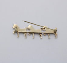 Load image into Gallery viewer, Victorian Hackney Horses Seed Pearls Red Enamel 14K Yellow Gold Brooch