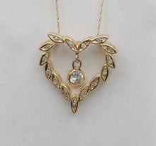Load image into Gallery viewer, Vintage Heart Diamonds 14K Yellow Gold Pendant