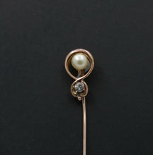 Load image into Gallery viewer, Victorian Diamond Pearl 14K Yellow Gold Stick Pin