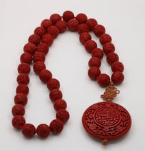 Load image into Gallery viewer, Vintage Red Cinnabar Chanterelle Necklace Pendant