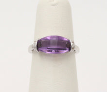 Load image into Gallery viewer, Vintage Amethyst Diamonds 10K White Gold Ring