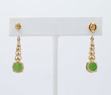 Load image into Gallery viewer, Vintage 14K Yellow Gold Chrysoprase Dangling Earrings