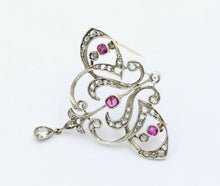 Load image into Gallery viewer, Edwardian 18K & Silver Diamond Ruby Brooch