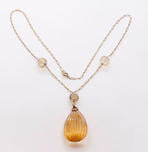 Load image into Gallery viewer, Edwardian Teardrop Citrine 14K Yellow Gold Pendant and Chain