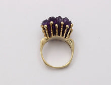 Load image into Gallery viewer, Vintage Geometric Amethyst Cluster 14K Yellow Gold Ring