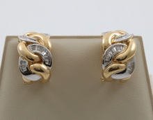 Load image into Gallery viewer, Vintage 14k Gold Diamond Curb Link Huggie Earrings.
