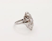 Load image into Gallery viewer, Art Deco Three Diamond 18K White Gold Ring