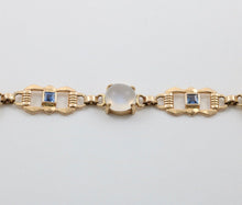 Load image into Gallery viewer, Vintage 14K Yellow Gold Moonstone & Sapphire Bracelet.