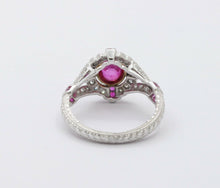 Load image into Gallery viewer, Vintage 18K White Gold Ruby Diamond Alternative Engagement Ring
