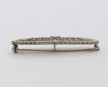 Load image into Gallery viewer, Art Deco 14K White Gold Diamond Bar Pin Brooch