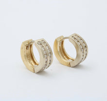 Load image into Gallery viewer, Classic Petite 14K White & Yellow Gold Diamonds Huggies Earrings
