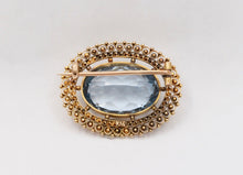 Load image into Gallery viewer, Antique Victorian Etruscan Revival Blue Spinel Brooch Pin