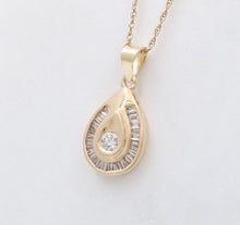 Load image into Gallery viewer, Vintage 14K Yellow Gold Diamond Teardrop Pendant