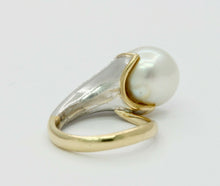 Load image into Gallery viewer, Vintage Platinum 18K Yellow Gold Diamond Pearl Cocktail Ring