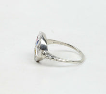 Load image into Gallery viewer, Art Deco Eastern Star 14K White Gold Diamonds Ruby Emerald Sapphire Topaz Ring