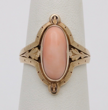 Load image into Gallery viewer, Antique 14K Yellow Gold Cushion Coral Leaf Ring