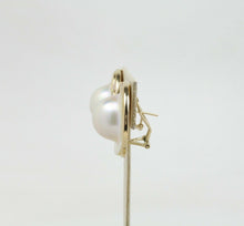 Load image into Gallery viewer, Vintage 14K Yellow Gold Mabe Pearl & Diamond Clip Earrings