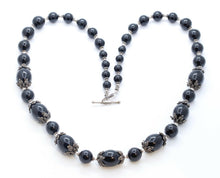 Load image into Gallery viewer, Meran Large Black Onyx Bead and 925 Sterling Silver Vintage Necklace