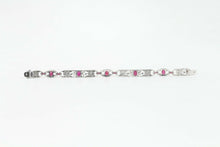 Load image into Gallery viewer, Vintage Ladies Diamonds Rubies 14K White Gold Bracelet